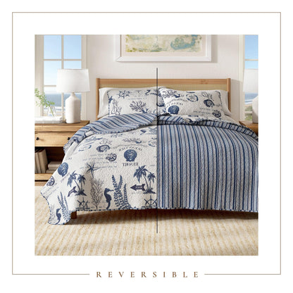 Coastal Catalina Quilt Set 3PC - Lightweight Microfiber
