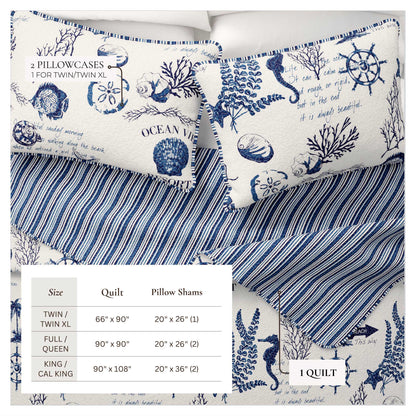 Coastal Catalina Quilt Set 3PC - Lightweight Microfiber
