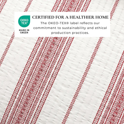 Coastal Stripe Quilt - White Quilt With Navy, Red, Green Or Grey Stripes