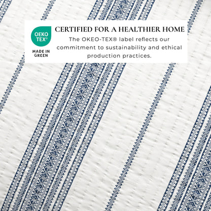 Coastal Stripe Quilt - White Quilt With Navy, Red, Green Or Grey Stripes