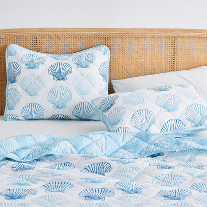 Coastal Blue Seashell Quilt Set - Coastal Quilts