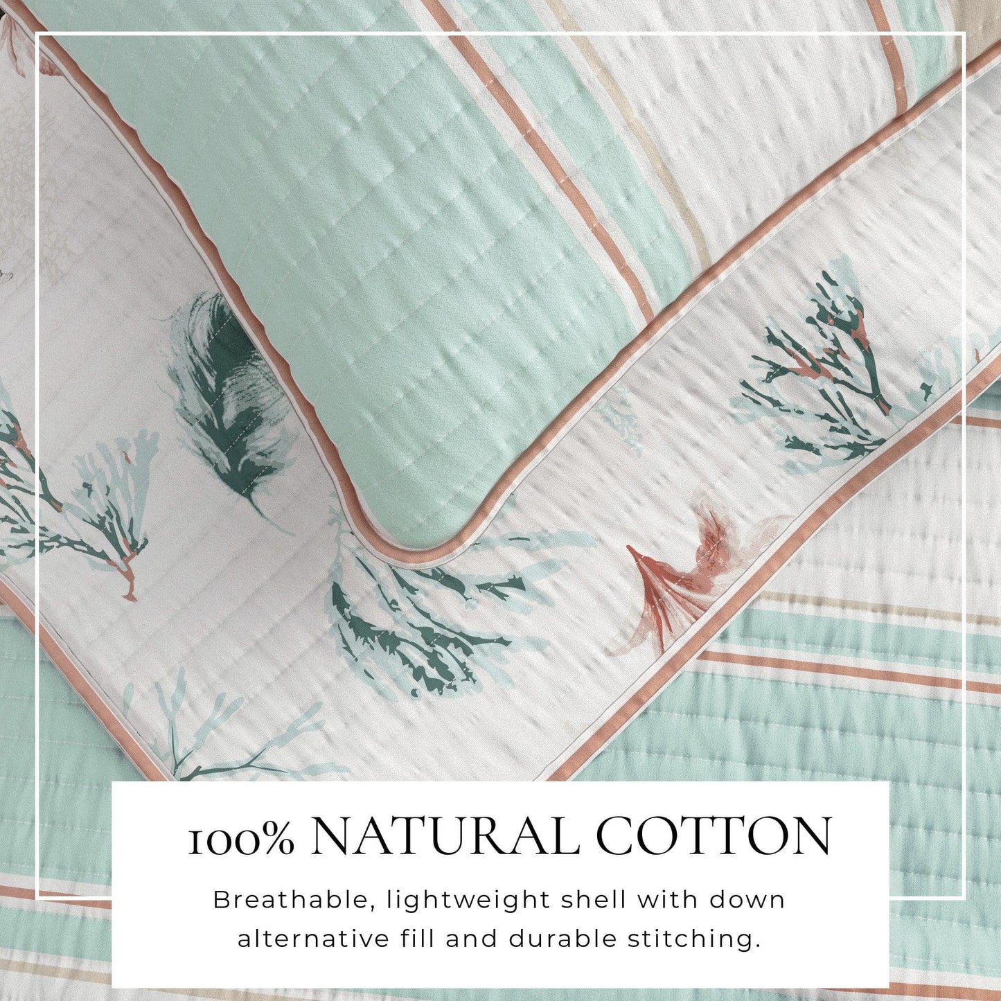 Coastal Coral Cotton Quilt Set - St. Augustine Collection