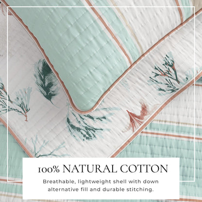 Coastal Coral Cotton Quilt Set - St. Augustine Collection