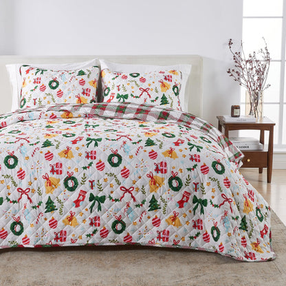 Colorful Christmas Quilt Set - Christmas Holiday Quilts