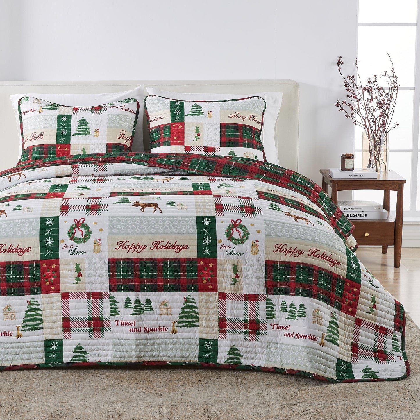 Colorful Christmas Quilt Set - Christmas Holiday Quilts