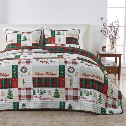 Colorful Christmas Quilt Set - Christmas Holiday Quilts