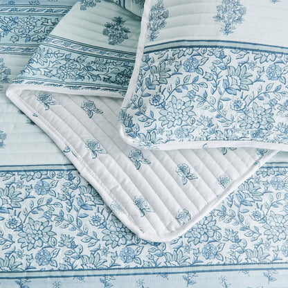 Floral Striped Microfiber Quilt Set - Floral Quilts