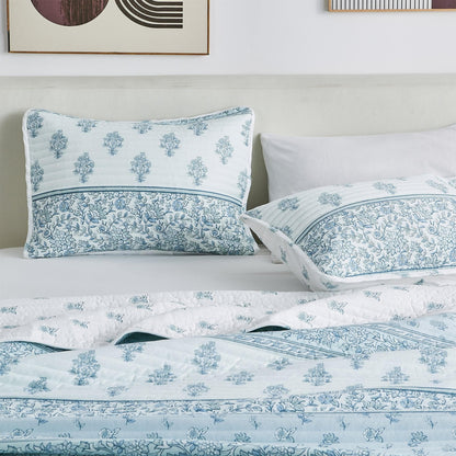 Floral Striped Microfiber Quilt Set - Floral Quilts