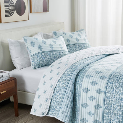 Floral Striped Microfiber Quilt Set - Floral Quilts