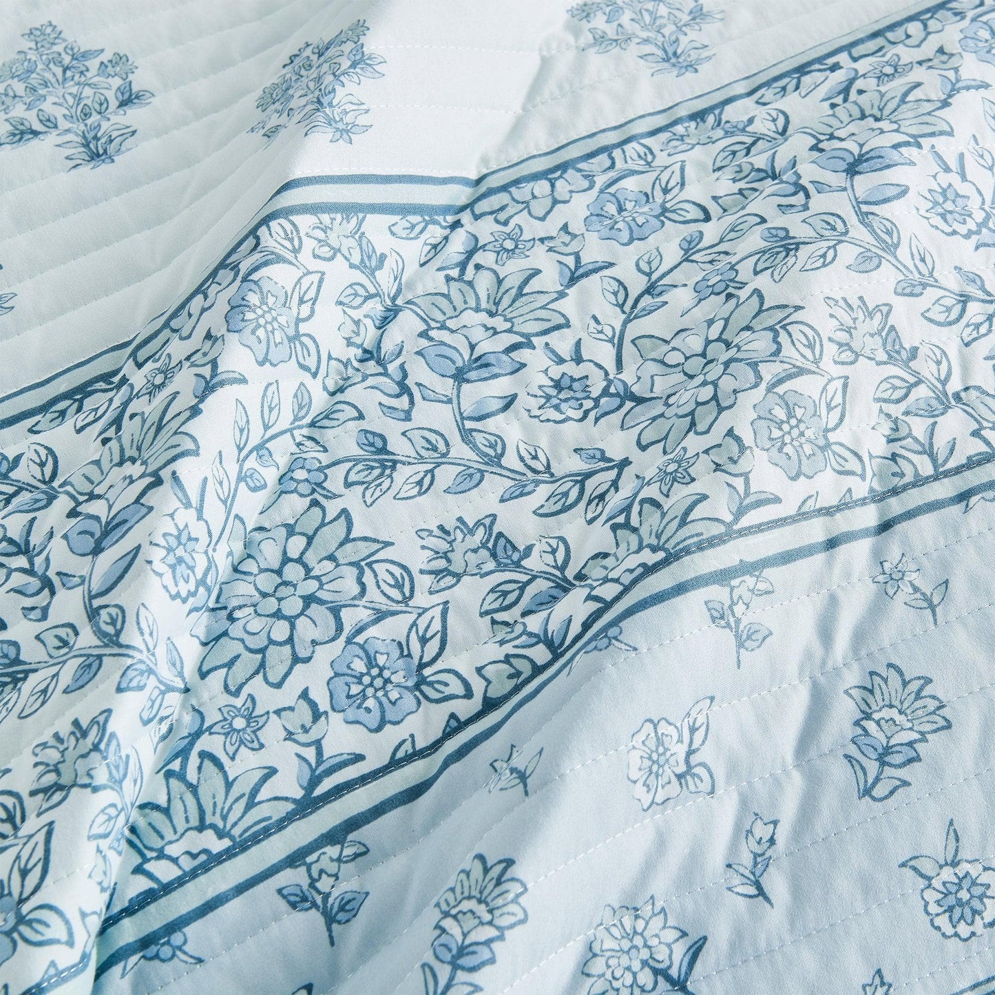 Floral Striped Microfiber Quilt Set - Floral Quilts