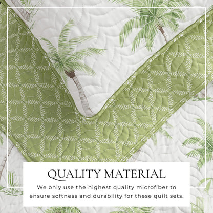 West Palm Trees Coastal Quilt Set - Tropical Coastal Bedding