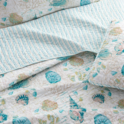 Seashell & Coral Quilt Set - Seashell Themed Bedding Sets