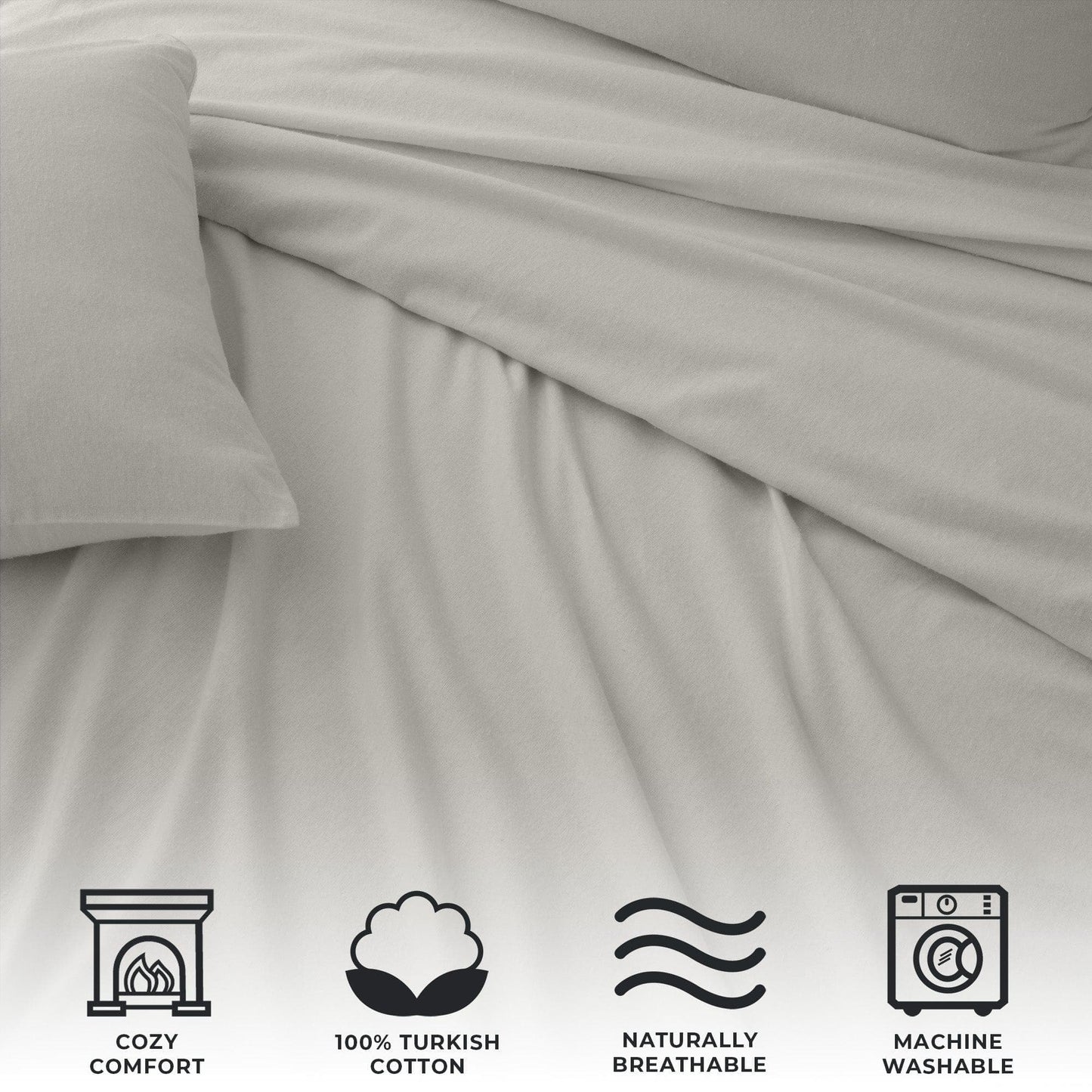 Turkish Cotton Flannel Sheets - Solid Flannel Sheet Sets - Solid Colors