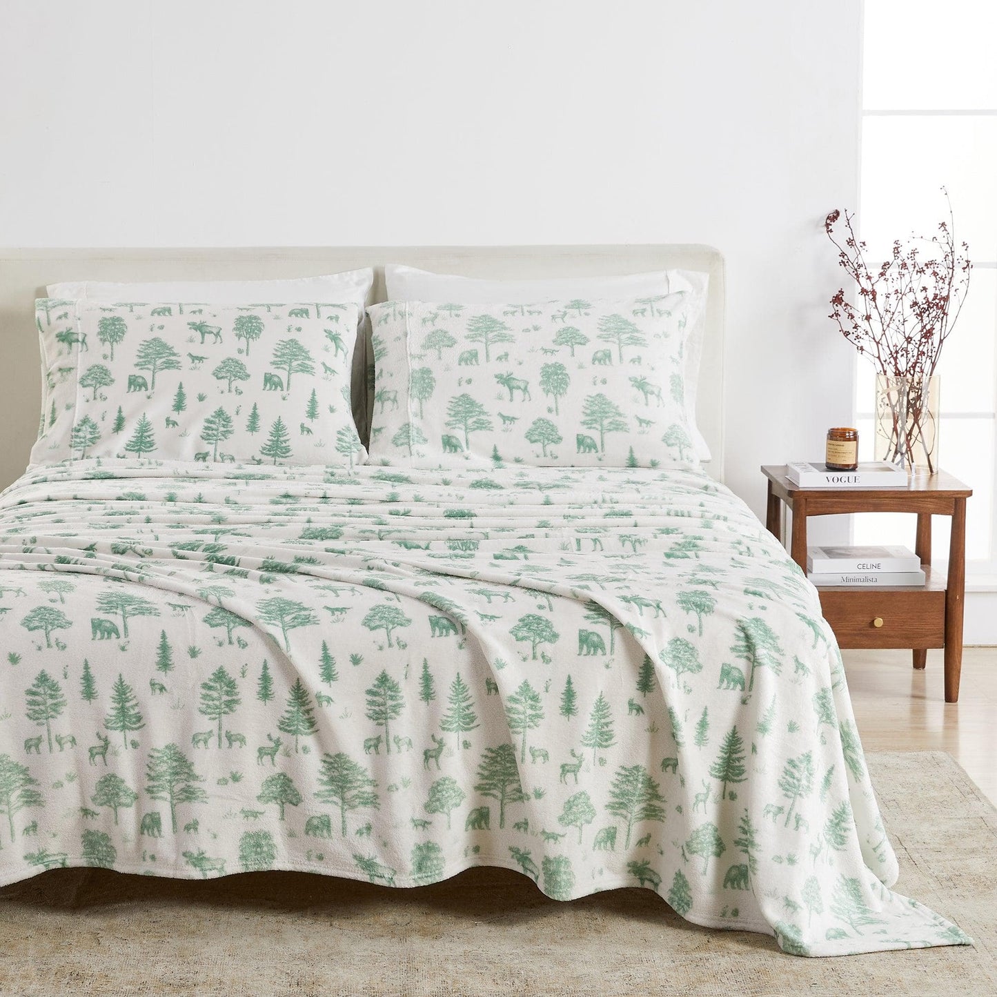 Velvet Luxe Printed Plush Sheet - Winter & Christmas Themed Bedding