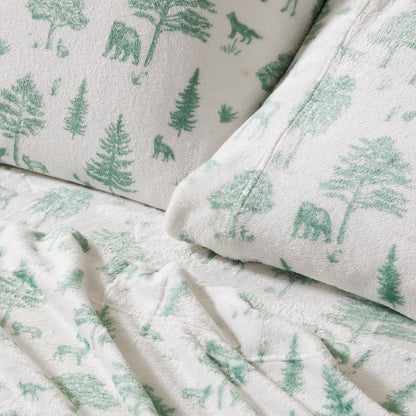 Velvet Luxe Printed Plush Sheet - Winter & Christmas Themed Bedding