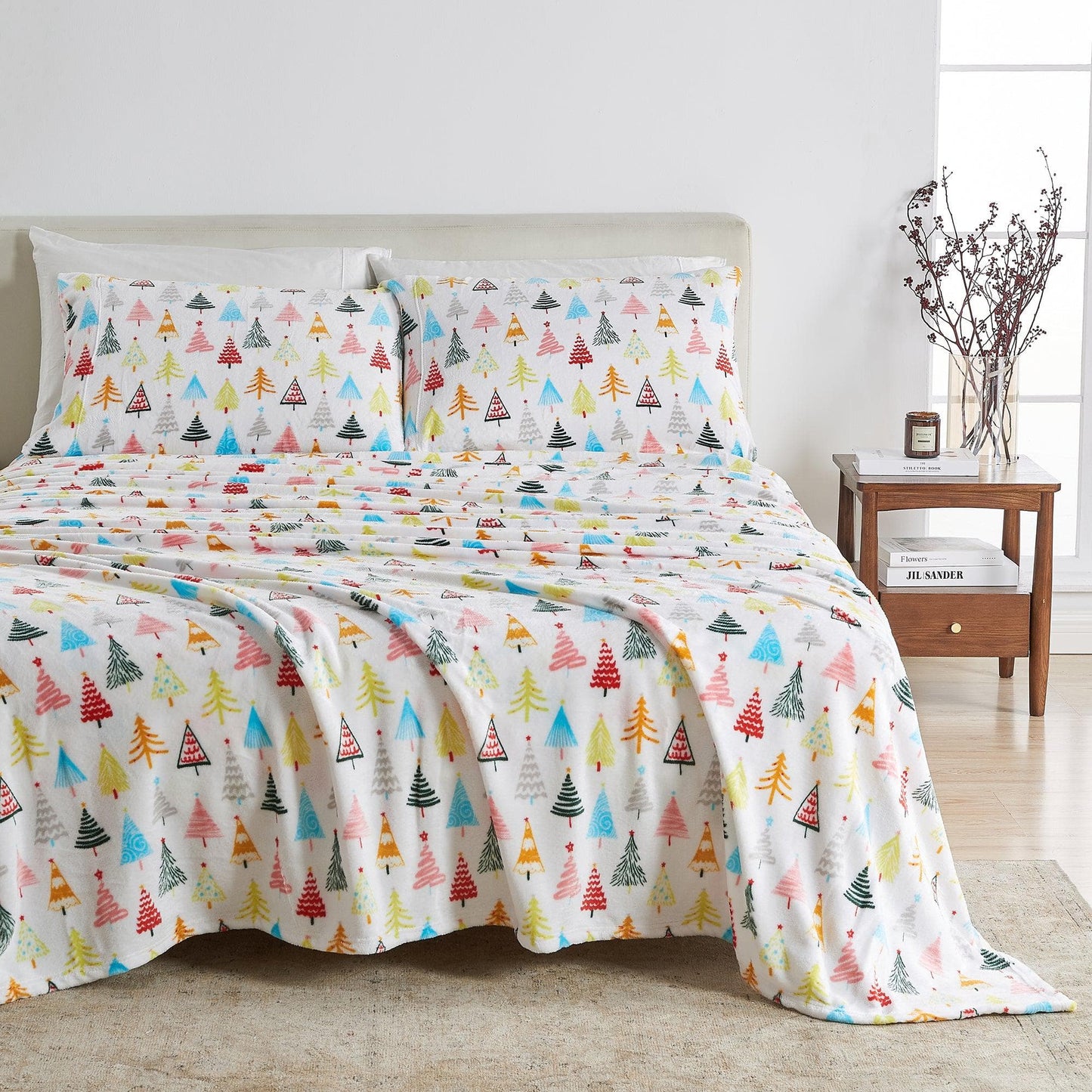 Velvet Luxe Printed Plush Sheet - Winter & Christmas Themed Bedding