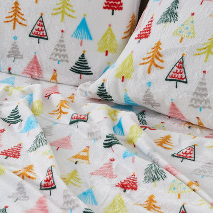 Velvet Luxe Printed Plush Sheet - Winter & Christmas Themed Bedding