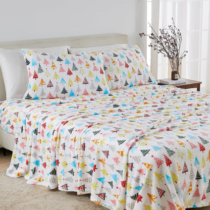 Velvet Luxe Printed Plush Sheet - Winter & Christmas Themed Bedding