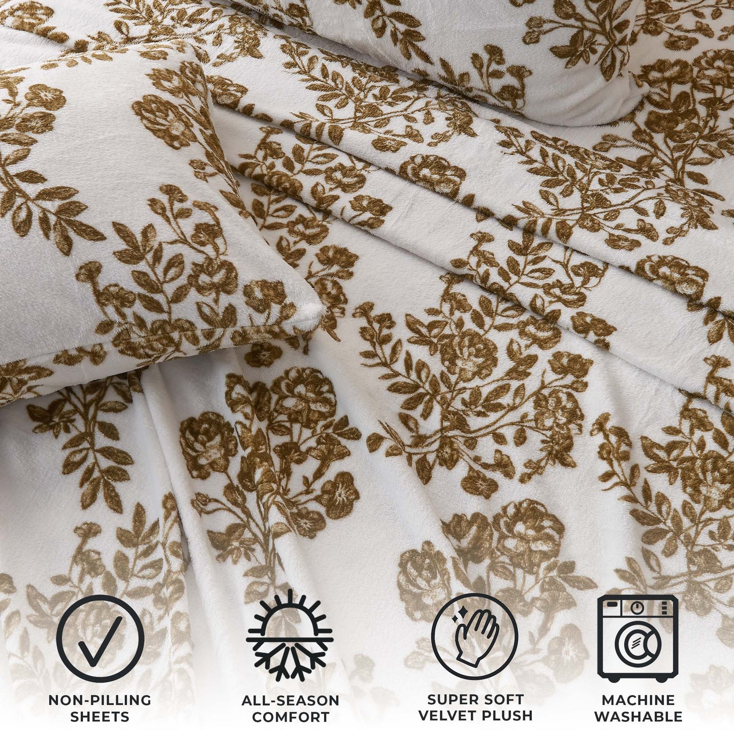 Velvet Luxe Printed Plush Sheet - Winter & Christmas Themed Bedding