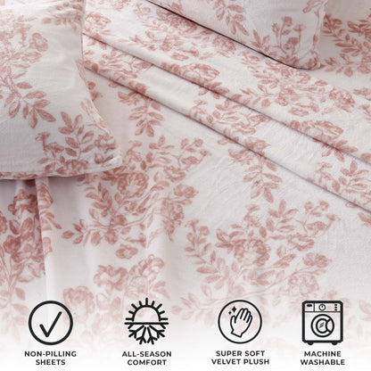 Velvet Luxe Printed Plush Sheet - Winter & Christmas Themed Bedding