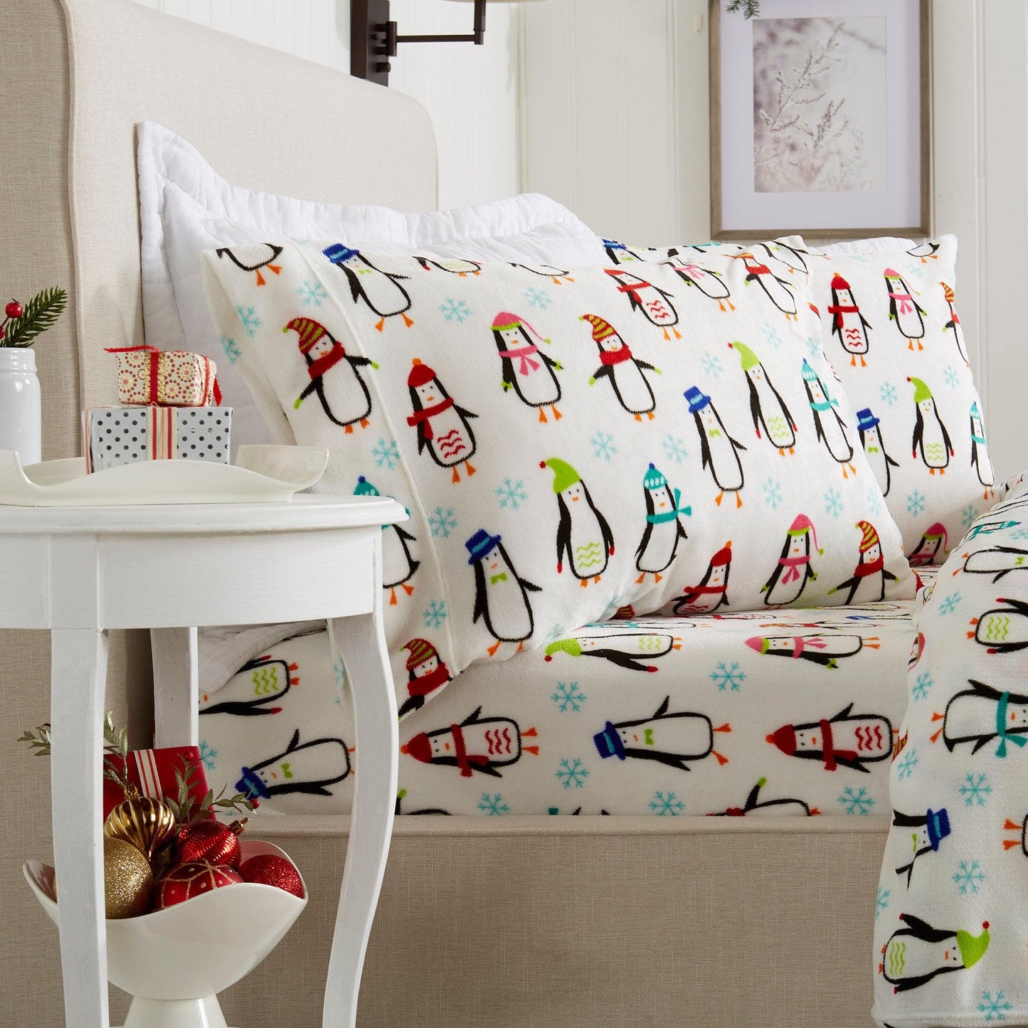 Velvet Luxe Printed Plush Sheet - Winter & Christmas Themed Bedding