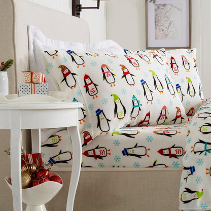 Velvet Luxe Printed Plush Sheet - Winter & Christmas Themed Bedding
