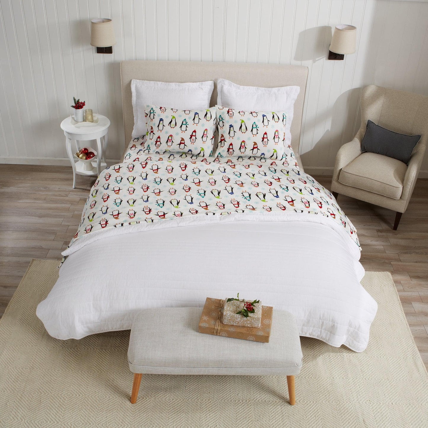 Velvet Luxe Printed Plush Sheet - Winter & Christmas Themed Bedding