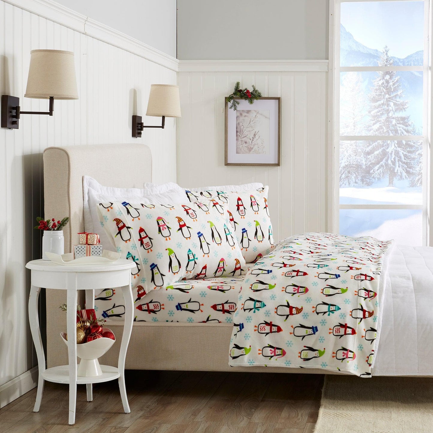 Velvet Luxe Printed Plush Sheet - Winter & Christmas Themed Bedding