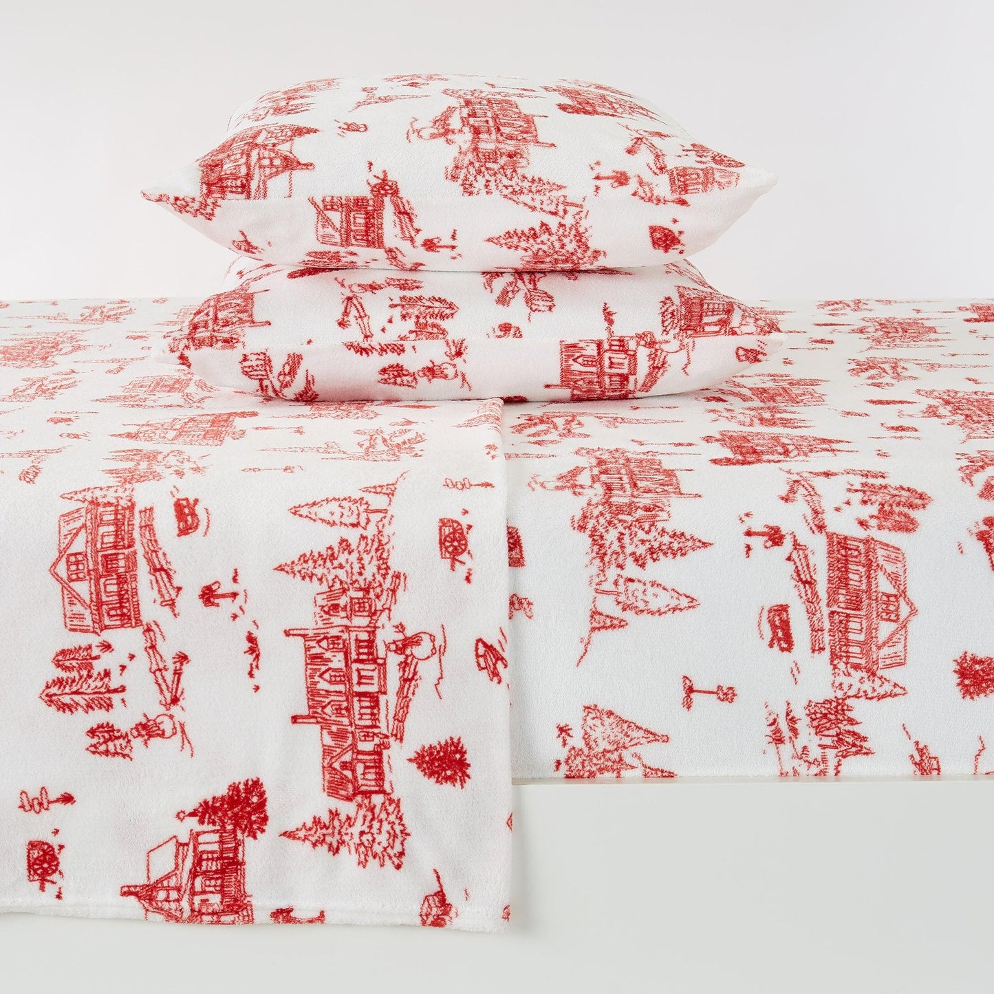 Velvet Luxe Printed Plush Sheet - Winter & Christmas Themed Bedding