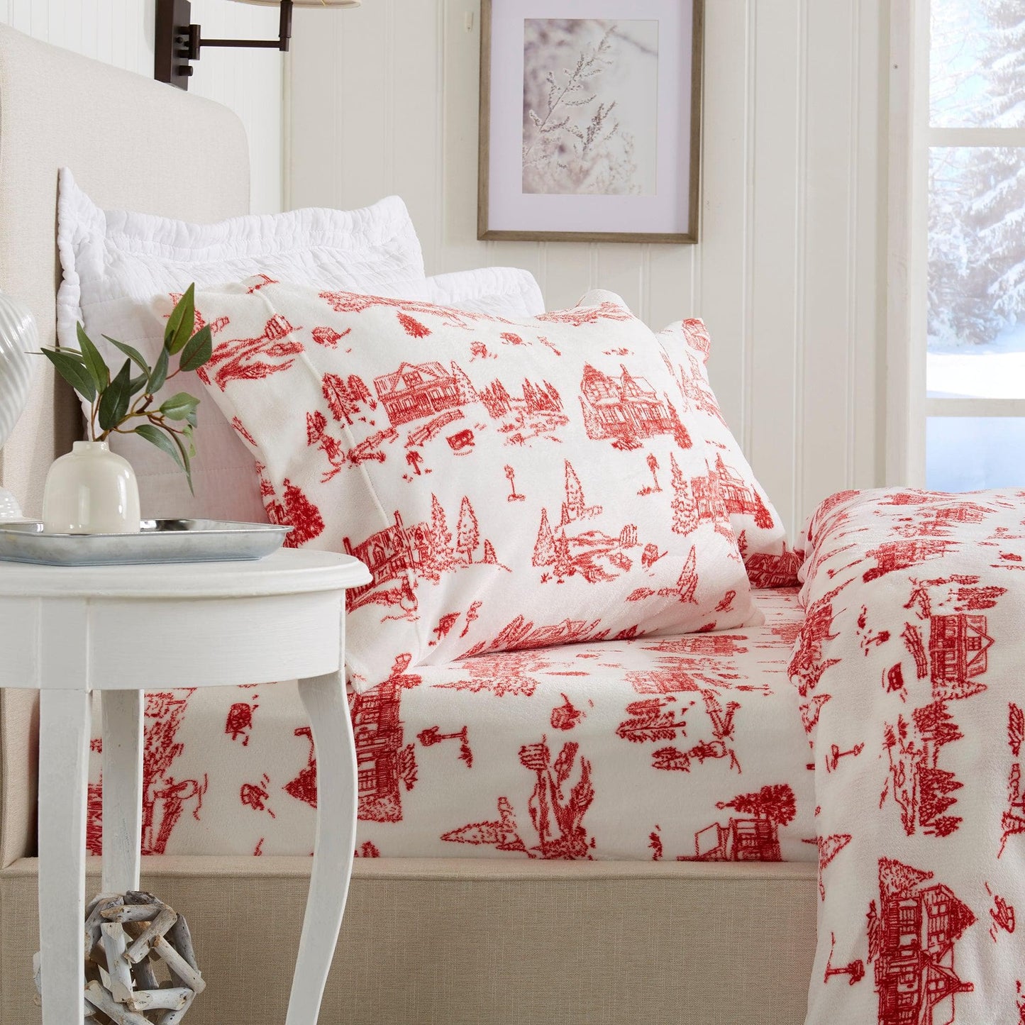 Velvet Luxe Printed Plush Sheet - Winter & Christmas Themed Bedding