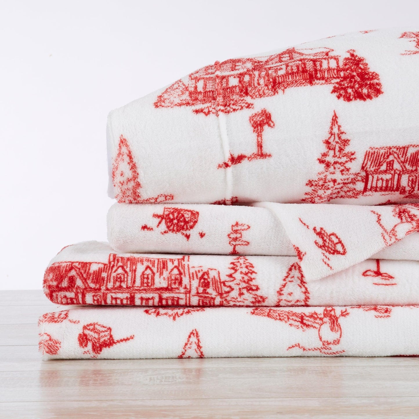 Velvet Luxe Printed Plush Sheet - Winter & Christmas Themed Bedding