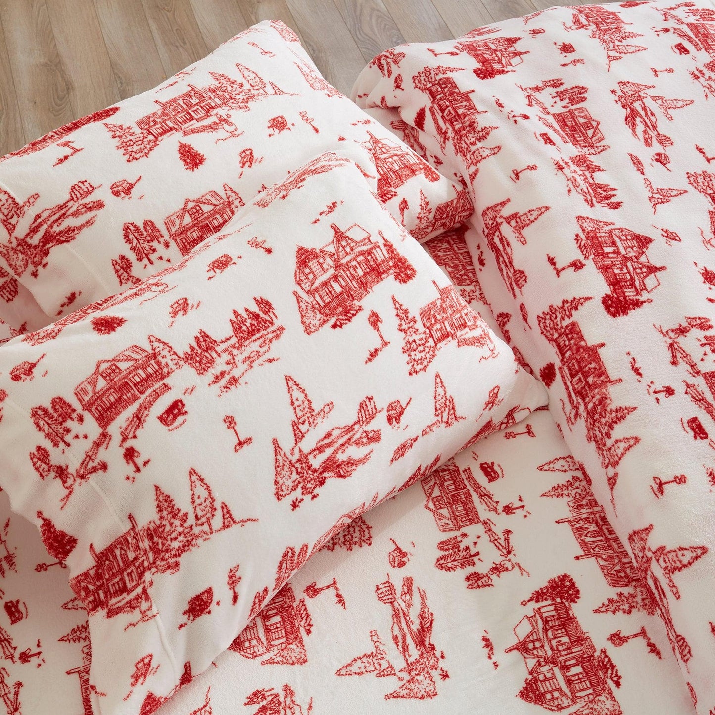 Velvet Luxe Printed Plush Sheet - Winter & Christmas Themed Bedding
