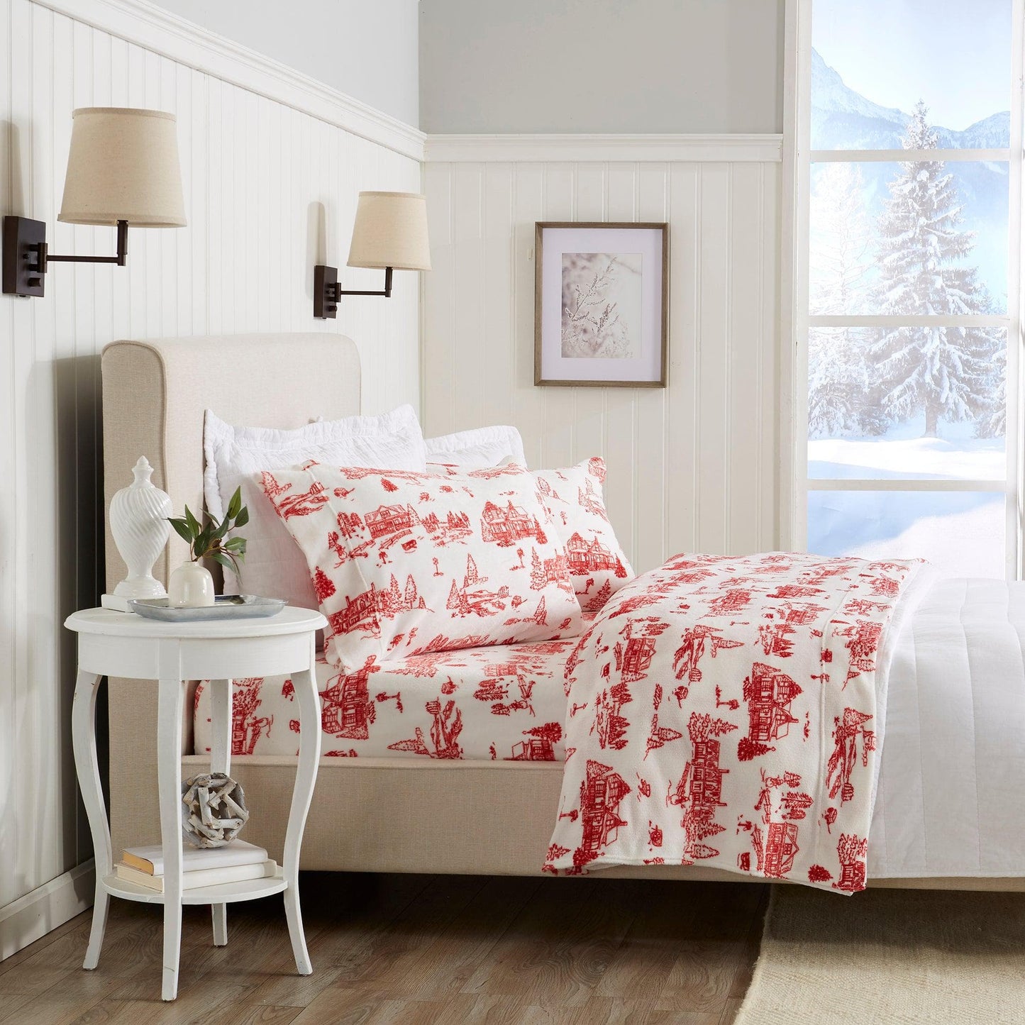 Velvet Luxe Printed Plush Sheet - Winter & Christmas Themed Bedding