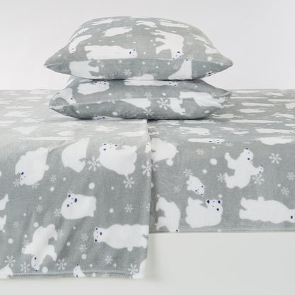 Velvet Luxe Printed Plush Sheet - Winter & Christmas Themed Bedding