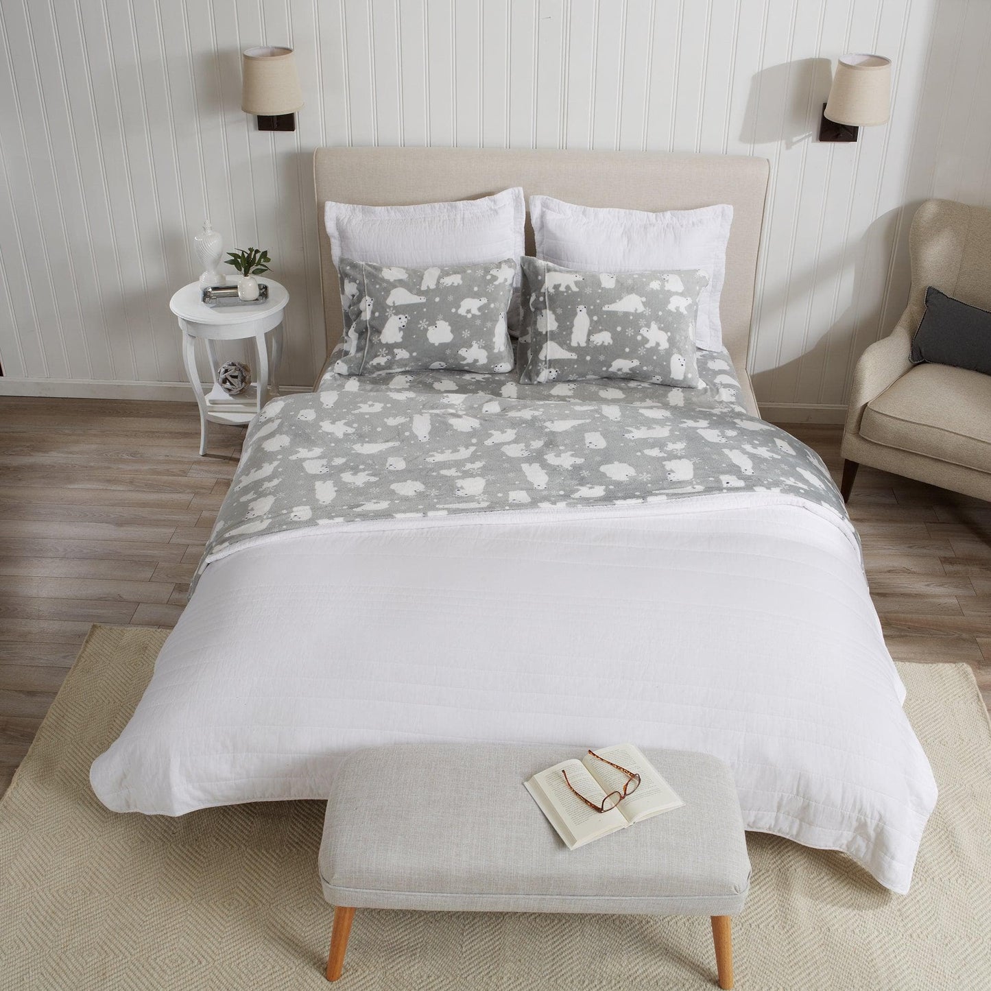 Velvet Luxe Printed Plush Sheet - Winter & Christmas Themed Bedding