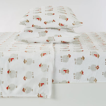 Velvet Luxe Printed Plush Sheet - Winter & Christmas Themed Bedding