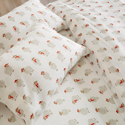 Velvet Luxe Printed Plush Sheet - Winter & Christmas Themed Bedding