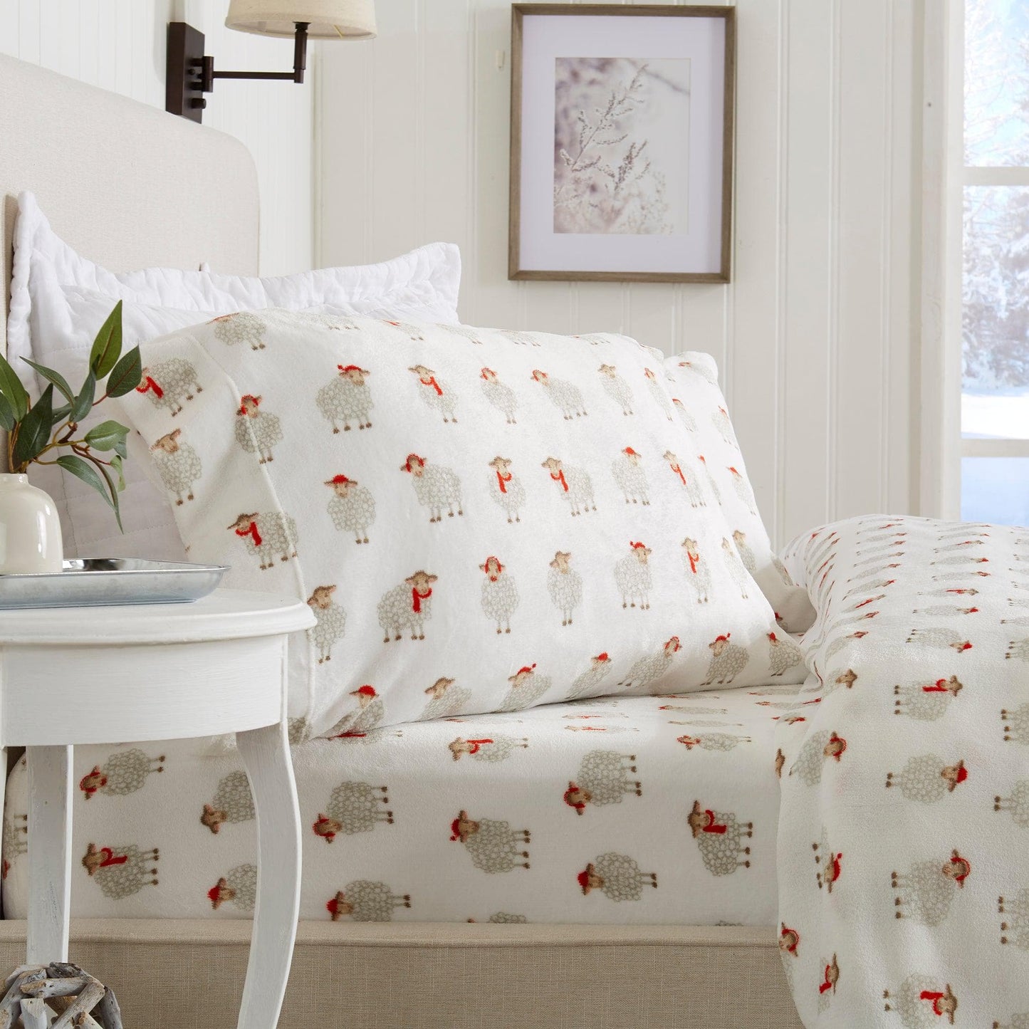 Velvet Luxe Printed Plush Sheet - Winter & Christmas Themed Bedding