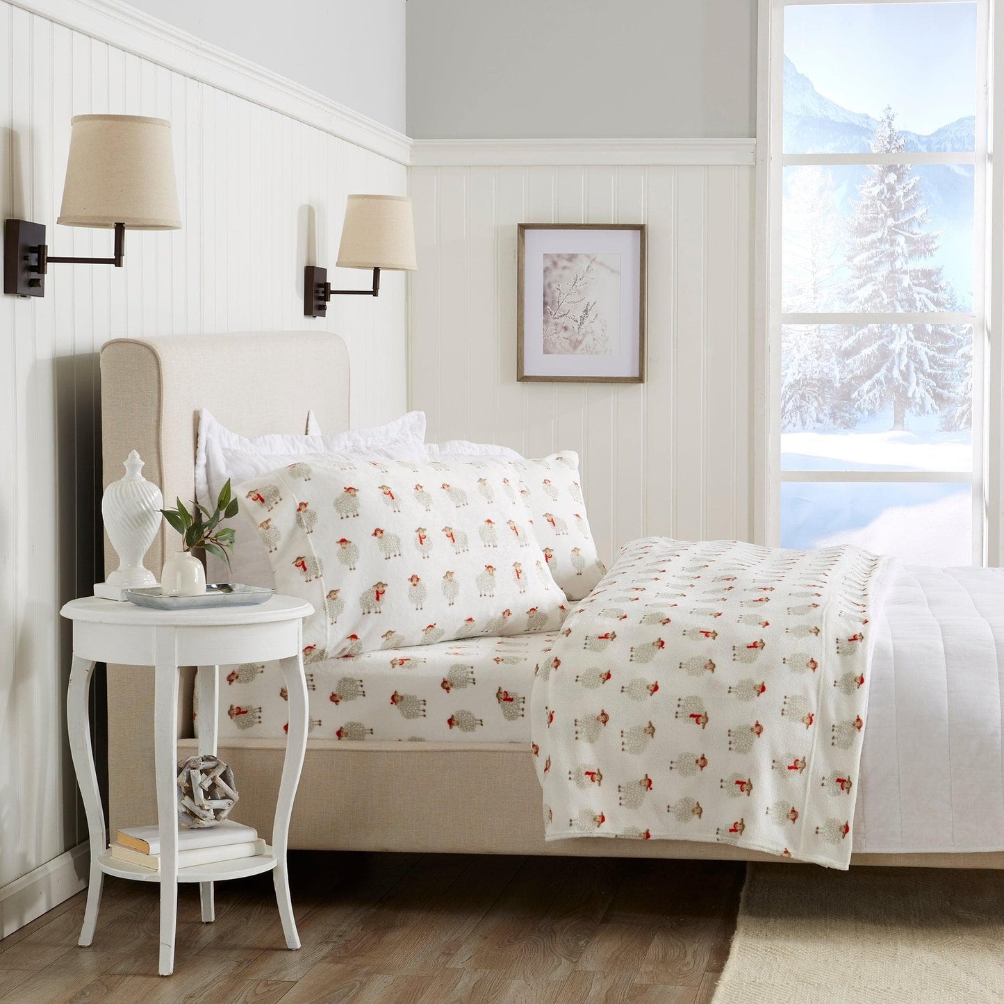 Velvet Luxe Printed Plush Sheet - Winter & Christmas Themed Bedding