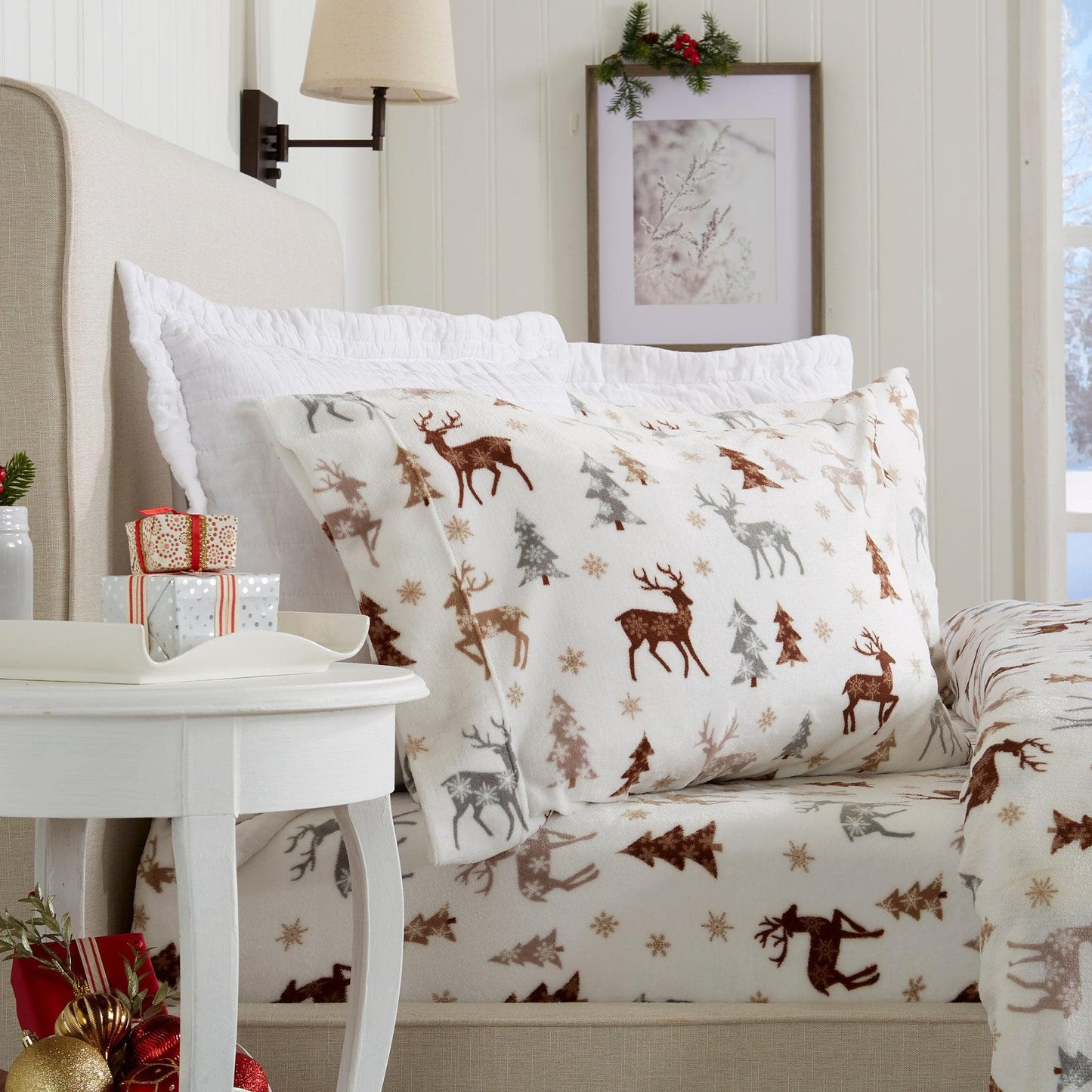 Velvet Luxe Printed Plush Sheet - Winter & Christmas Themed Bedding