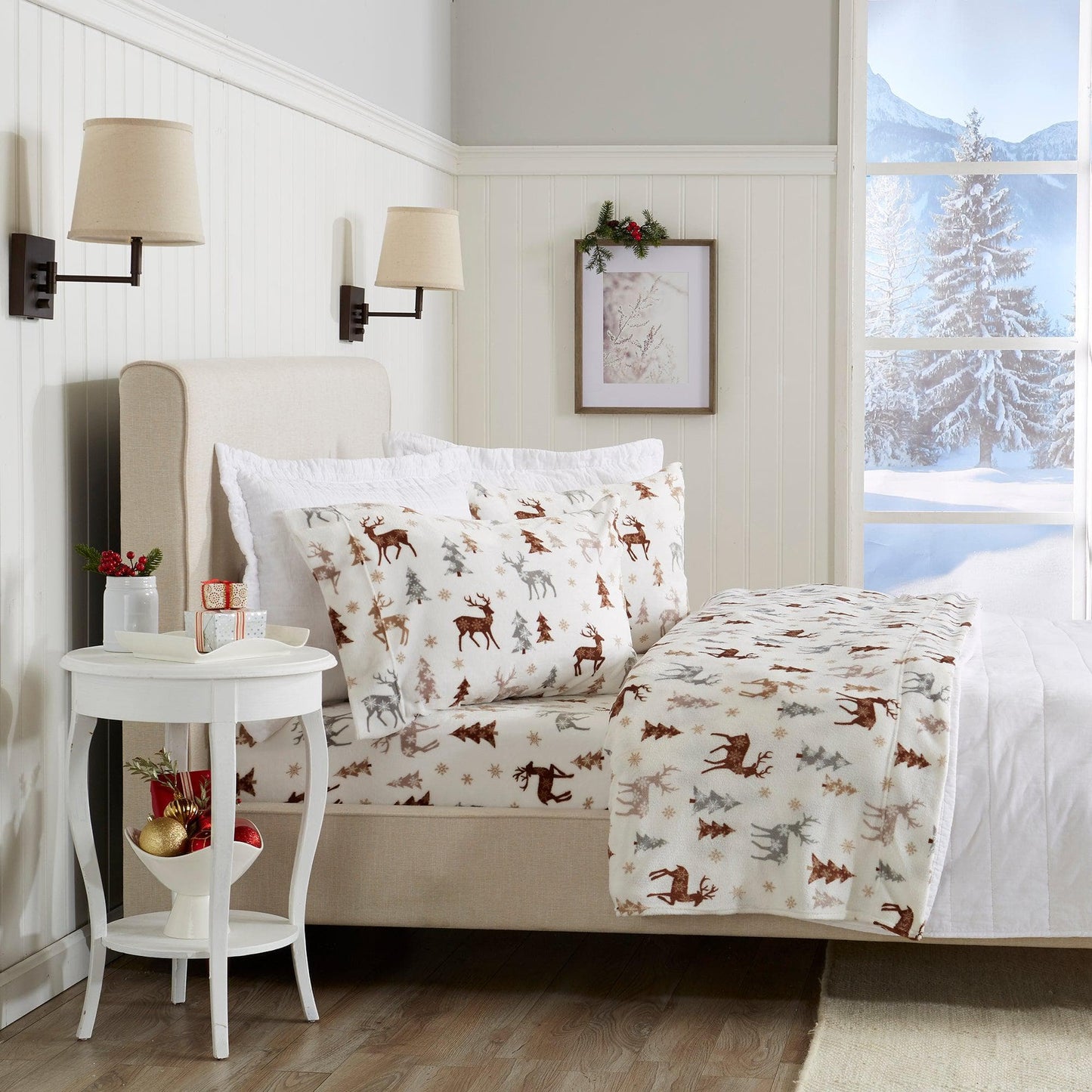 Velvet Luxe Printed Plush Sheet - Winter & Christmas Themed Bedding