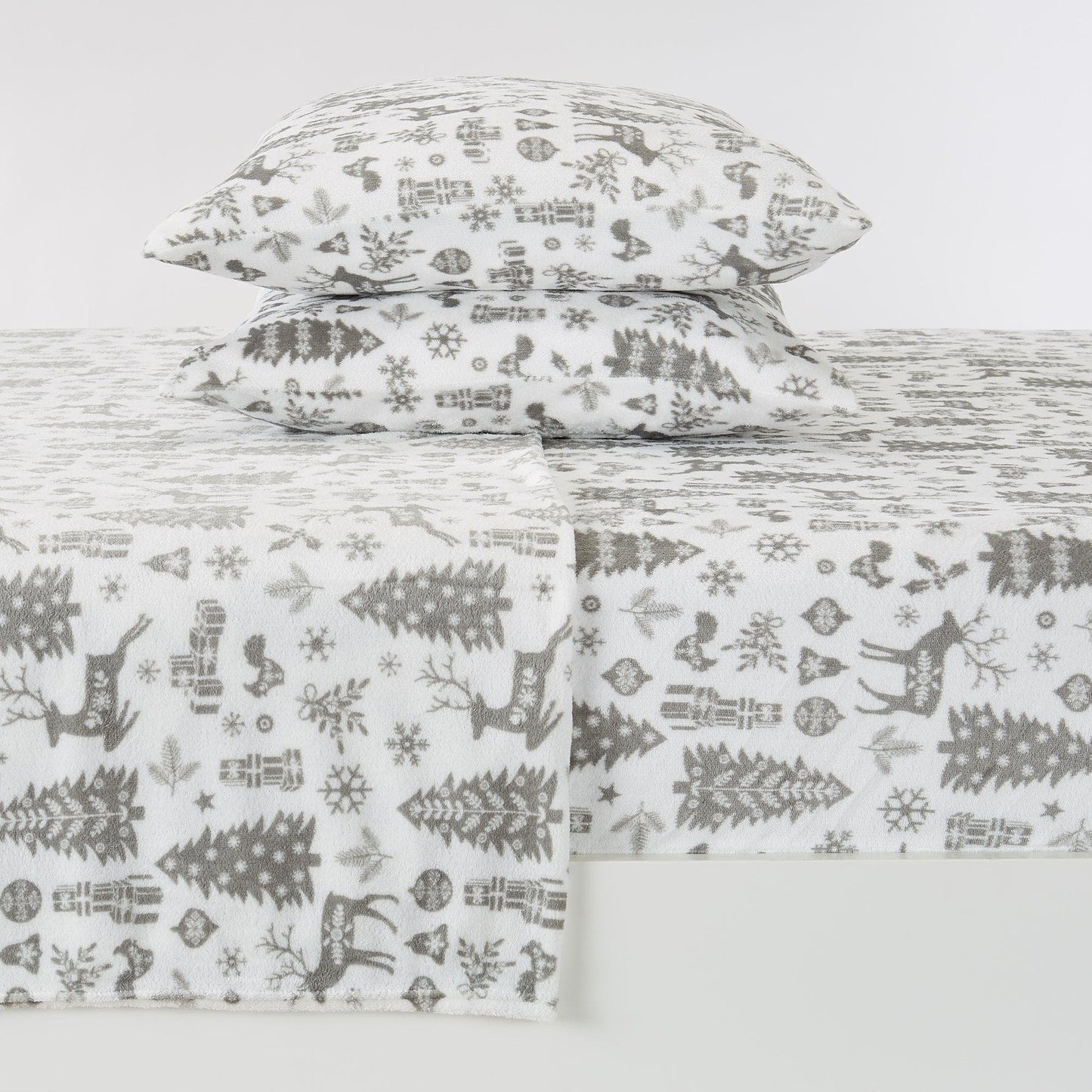 Velvet Luxe Printed Plush Sheet - Winter & Christmas Themed Bedding