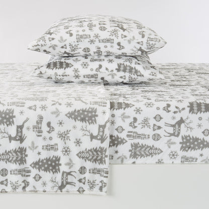 Velvet Luxe Printed Plush Sheet - Winter & Christmas Themed Bedding