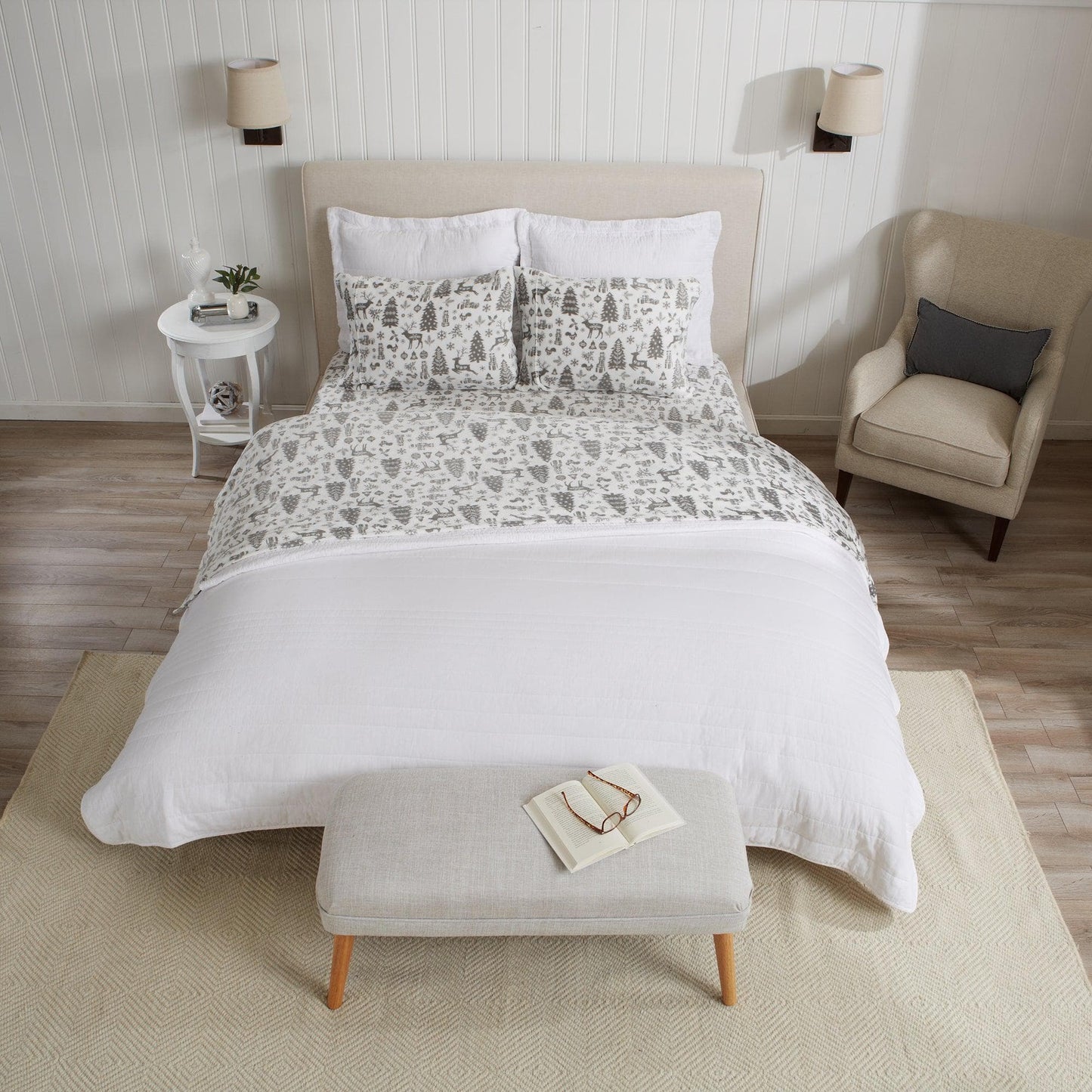 Velvet Luxe Printed Plush Sheet - Winter & Christmas Themed Bedding