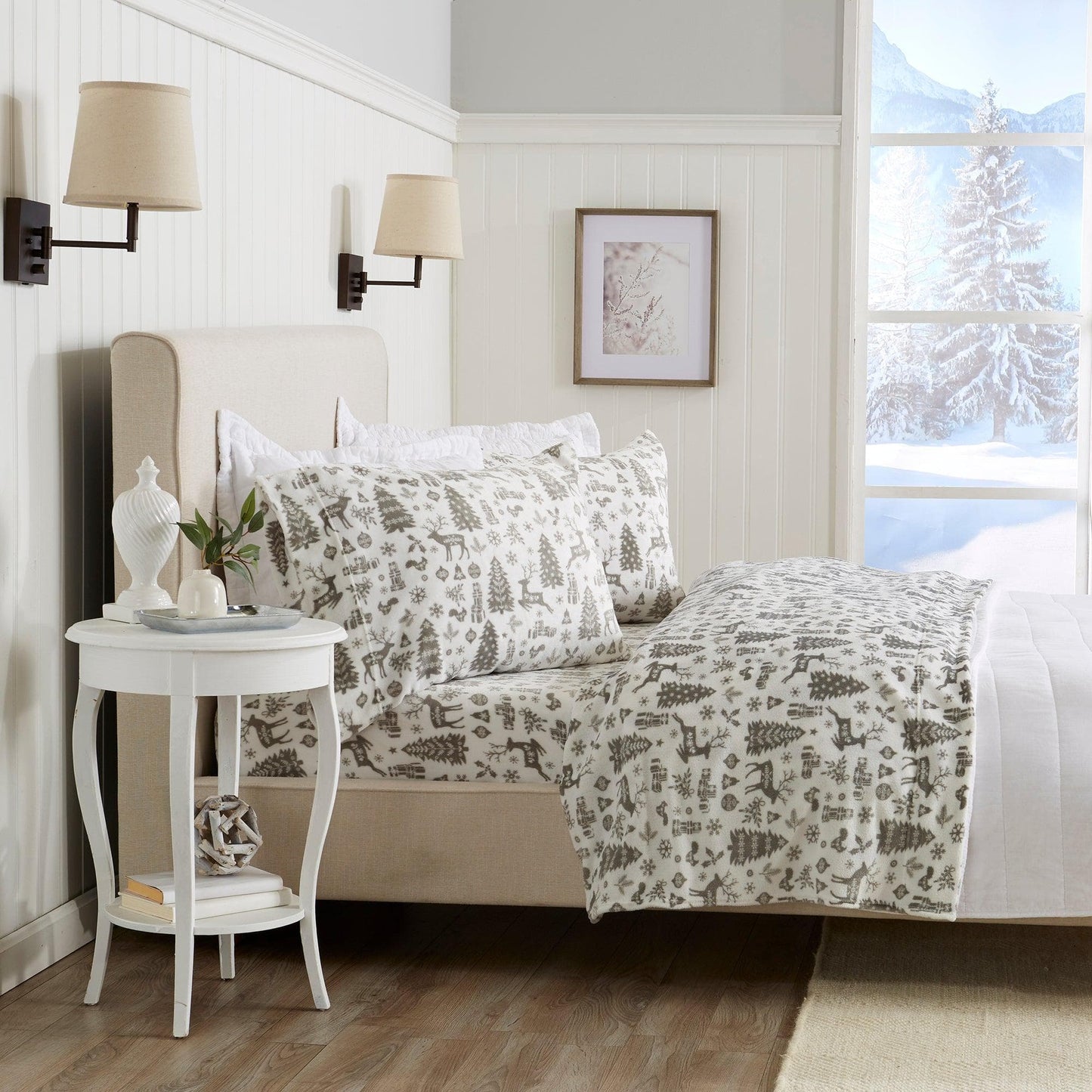 Velvet Luxe Printed Plush Sheet - Winter & Christmas Themed Bedding