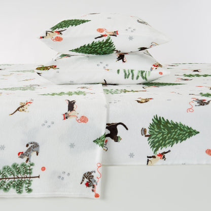Velvet Luxe Printed Plush Sheet - Winter & Christmas Themed Bedding