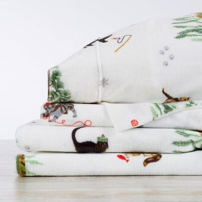 Velvet Luxe Printed Plush Sheet - Winter & Christmas Themed Bedding