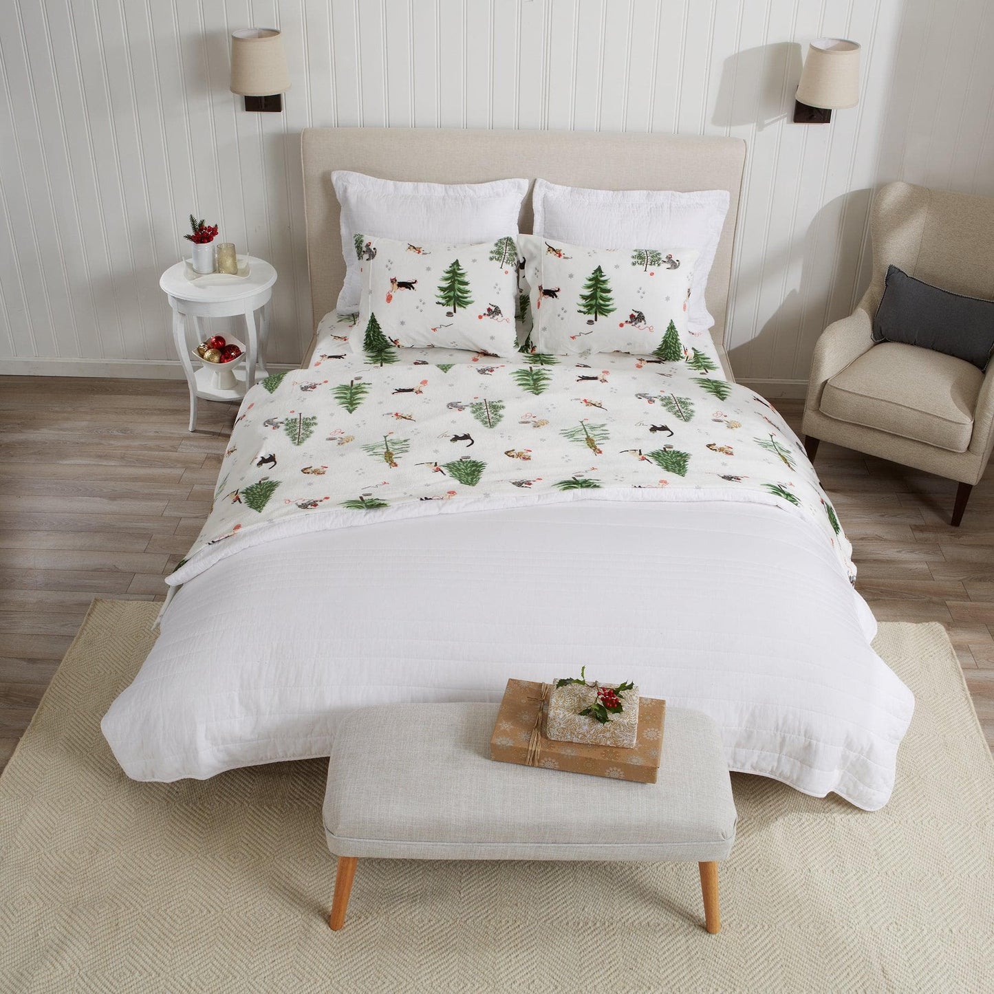 Velvet Luxe Printed Plush Sheet - Winter & Christmas Themed Bedding