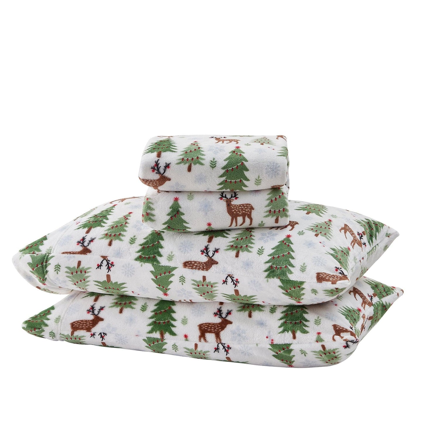 Velvet Luxe Printed Plush Sheet - Winter & Christmas Themed Bedding