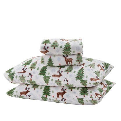 Velvet Luxe Printed Plush Sheet - Winter & Christmas Themed Bedding
